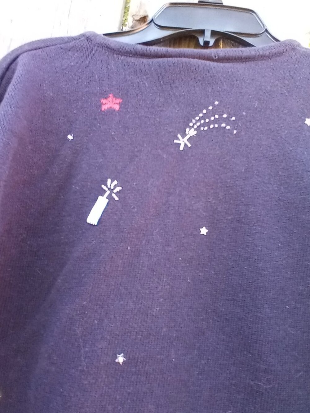 Vintage 90s Talbots Patriotic Embroidered Cardigan Sweater M Blue American Theme - Picture 9 of 9